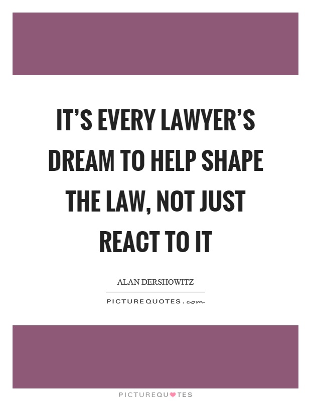 It's every lawyer's dream to help shape the law, not just react to it Picture Quote #1