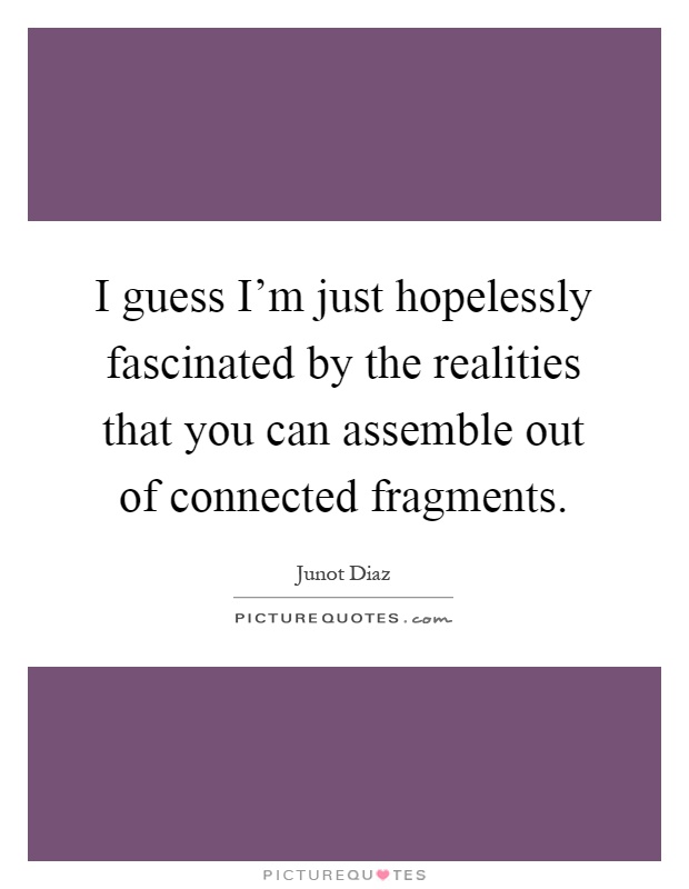 I guess I'm just hopelessly fascinated by the realities that you can assemble out of connected fragments Picture Quote #1