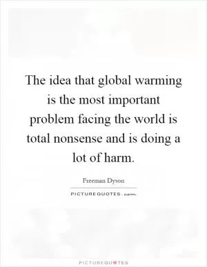The idea that global warming is the most important problem facing the world is total nonsense and is doing a lot of harm Picture Quote #1