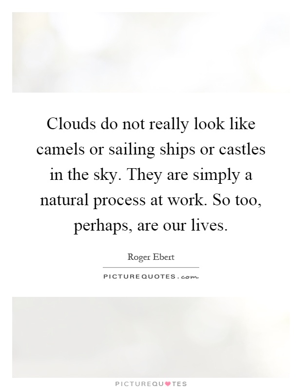 Clouds do not really look like camels or sailing ships or castles in the sky. They are simply a natural process at work. So too, perhaps, are our lives Picture Quote #1