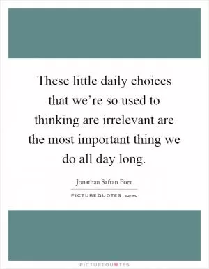 These little daily choices that we’re so used to thinking are irrelevant are the most important thing we do all day long Picture Quote #1