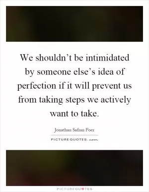 We shouldn’t be intimidated by someone else’s idea of perfection if it will prevent us from taking steps we actively want to take Picture Quote #1