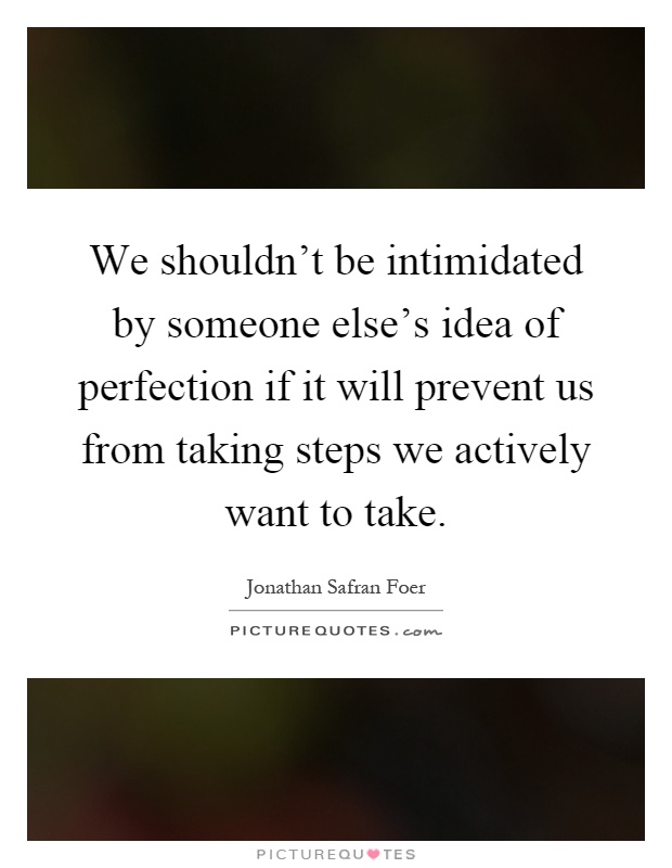 We shouldn't be intimidated by someone else's idea of perfection if it will prevent us from taking steps we actively want to take Picture Quote #1