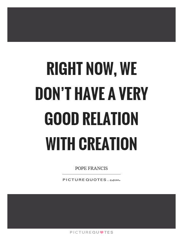 Right now, we don't have a very good relation with creation Picture Quote #1