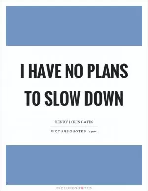 I have no plans to slow down Picture Quote #1