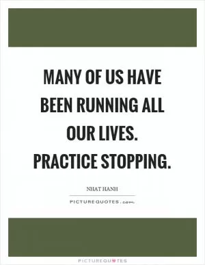 Many of us have been running all our lives. Practice stopping Picture Quote #1