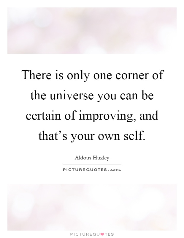 There is only one corner of the universe you can be certain of improving, and that's your own self Picture Quote #1