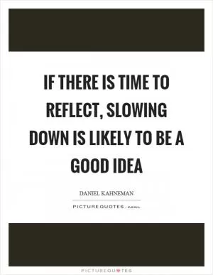 If there is time to reflect, slowing down is likely to be a good idea Picture Quote #1