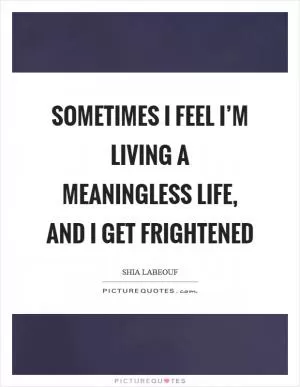 Sometimes I feel I’m living a meaningless life, and I get frightened Picture Quote #1