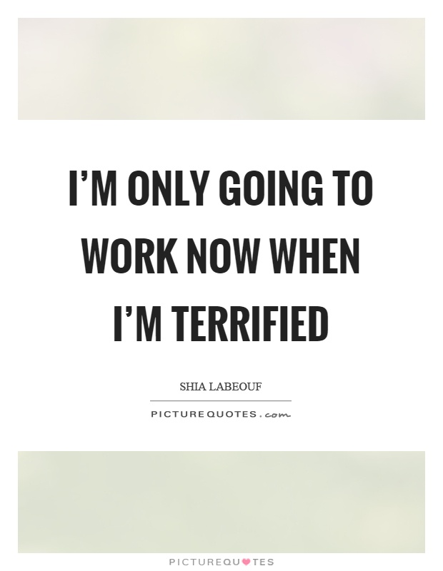 I'm only going to work now when I'm terrified Picture Quote #1