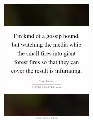 I’m kind of a gossip hound, but watching the media whip the small fires into giant forest fires so that they can cover the result is infuriating Picture Quote #1