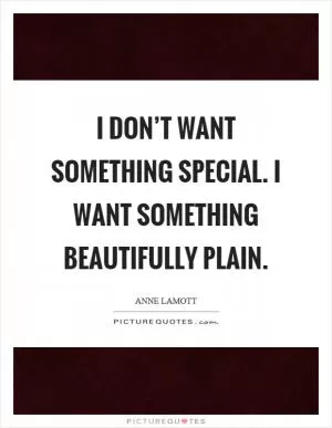 I don’t want something special. I want something beautifully plain Picture Quote #1