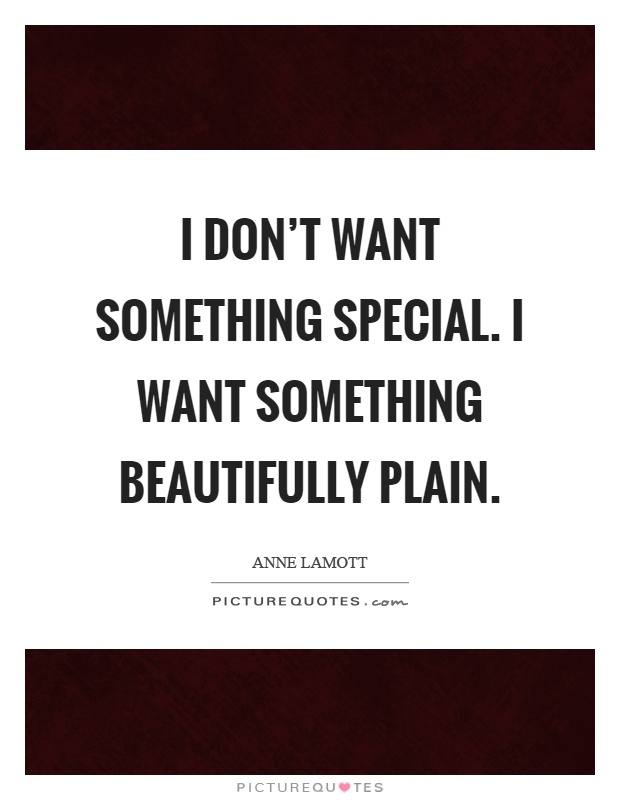 I don't want something special. I want something beautifully plain Picture Quote #1