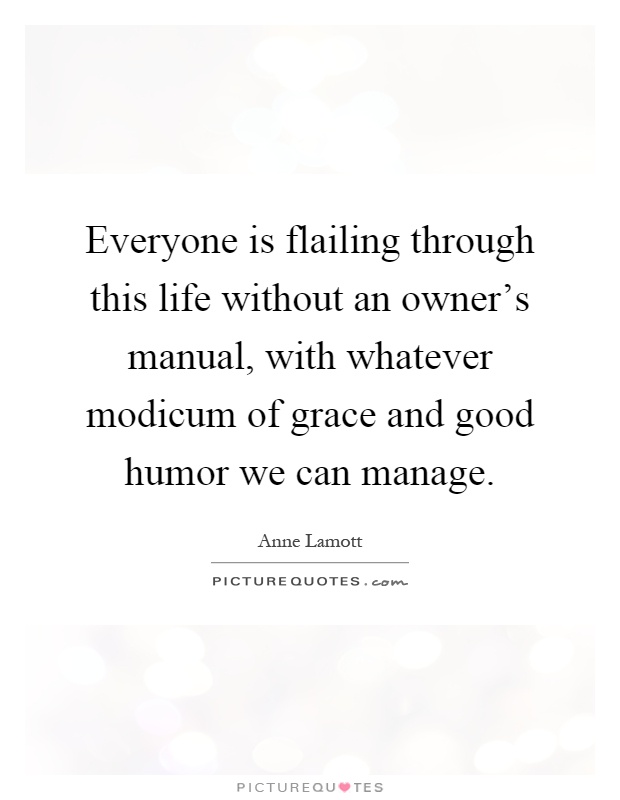 Everyone is flailing through this life without an owner's manual, with whatever modicum of grace and good humor we can manage Picture Quote #1