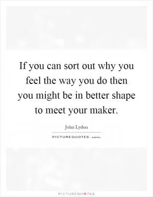 If you can sort out why you feel the way you do then you might be in better shape to meet your maker Picture Quote #1