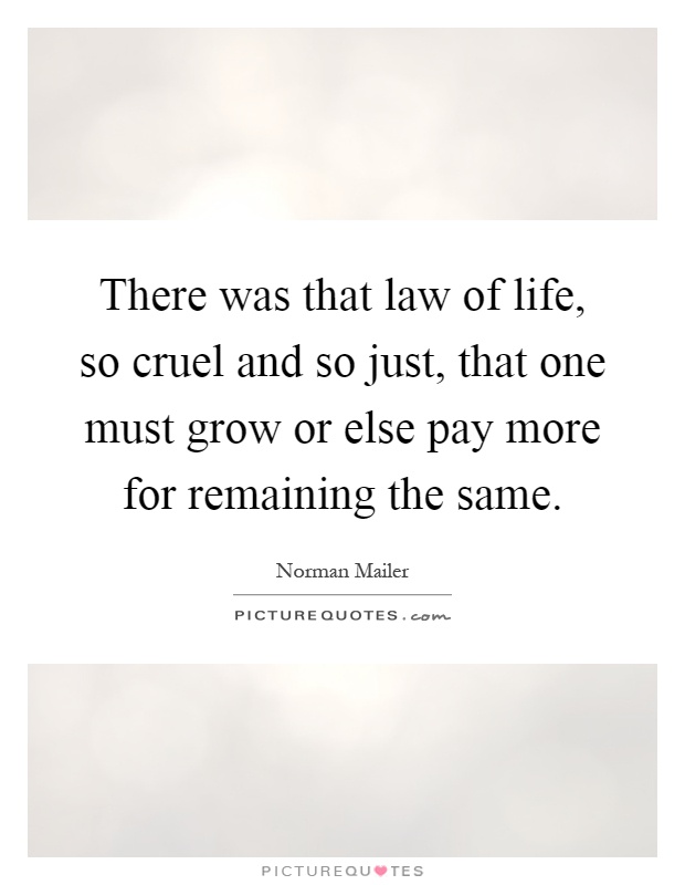 There was that law of life, so cruel and so just, that one must grow or else pay more for remaining the same Picture Quote #1