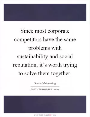 Since most corporate competitors have the same problems with sustainability and social reputation, it’s worth trying to solve them together Picture Quote #1