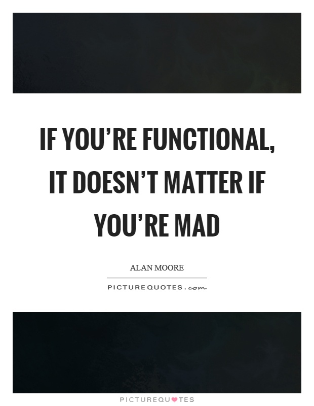 If you're functional, it doesn't matter if you're mad Picture Quote #1