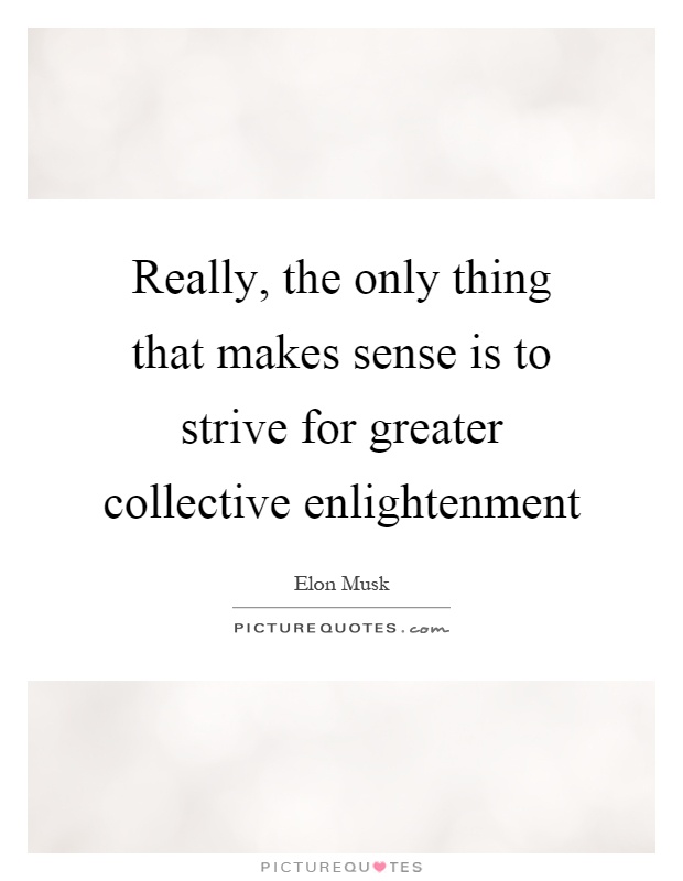 Really, the only thing that makes sense is to strive for greater collective enlightenment Picture Quote #1