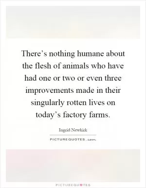 There’s nothing humane about the flesh of animals who have had one or two or even three improvements made in their singularly rotten lives on today’s factory farms Picture Quote #1