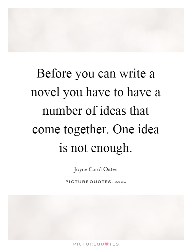 Before you can write a novel you have to have a number of ideas that come together. One idea is not enough Picture Quote #1