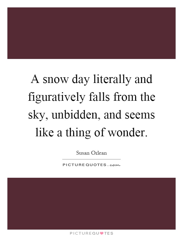 A snow day literally and figuratively falls from the sky, unbidden, and seems like a thing of wonder Picture Quote #1