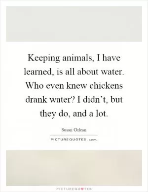 Keeping animals, I have learned, is all about water. Who even knew chickens drank water? I didn’t, but they do, and a lot Picture Quote #1