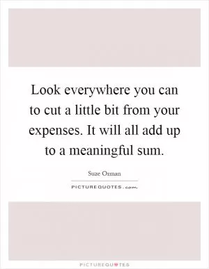 Look everywhere you can to cut a little bit from your expenses. It will all add up to a meaningful sum Picture Quote #1
