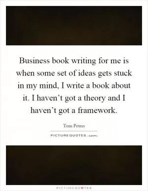 Business book writing for me is when some set of ideas gets stuck in my mind, I write a book about it. I haven’t got a theory and I haven’t got a framework Picture Quote #1
