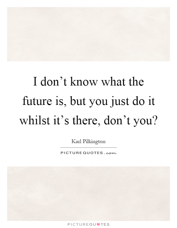I don't know what the future is, but you just do it whilst it's there, don't you? Picture Quote #1