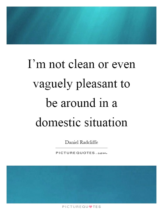 I'm not clean or even vaguely pleasant to be around in a domestic situation Picture Quote #1