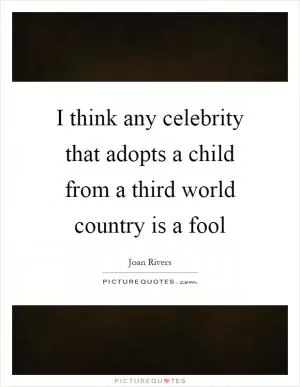 I think any celebrity that adopts a child from a third world country is a fool Picture Quote #1