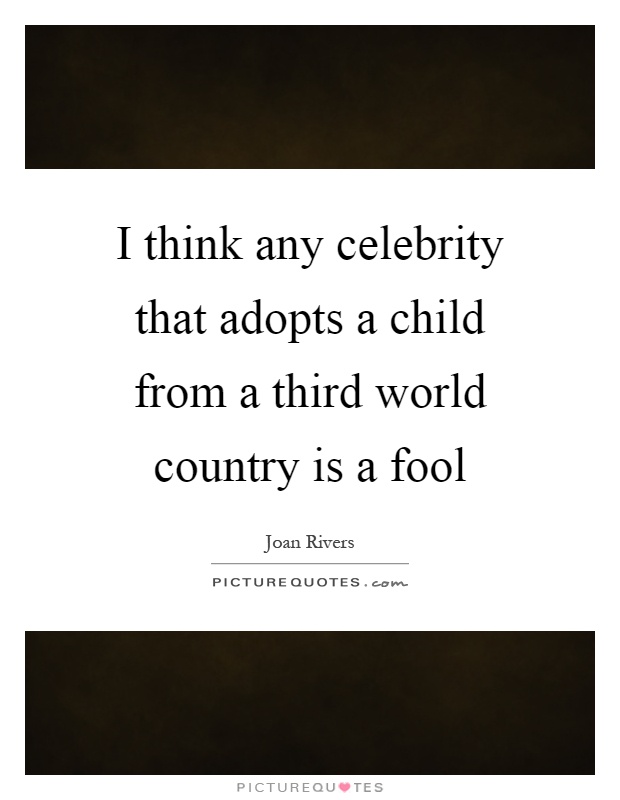 I think any celebrity that adopts a child from a third world country is a fool Picture Quote #1
