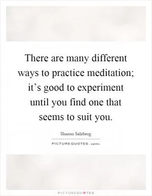 There are many different ways to practice meditation; it’s good to experiment until you find one that seems to suit you Picture Quote #1