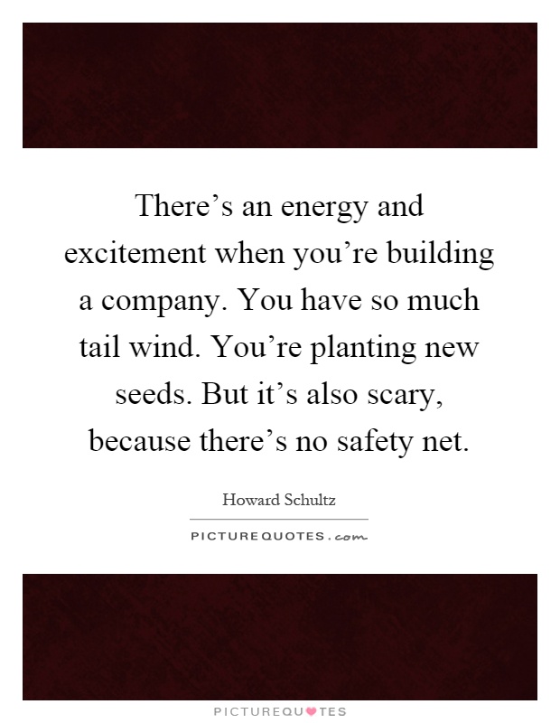 There's an energy and excitement when you're building a company. You have so much tail wind. You're planting new seeds. But it's also scary, because there's no safety net Picture Quote #1