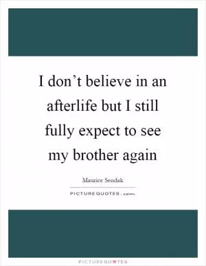 I don’t believe in an afterlife but I still fully expect to see my brother again Picture Quote #1