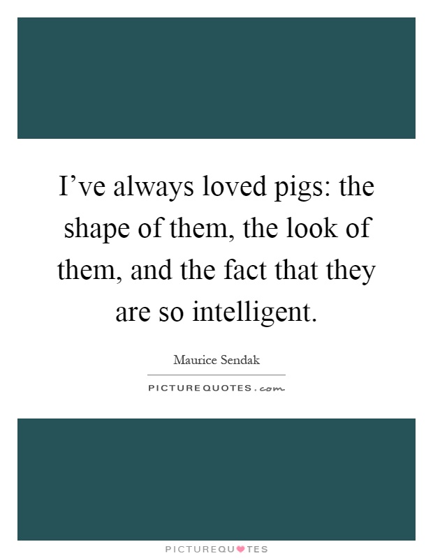 I've always loved pigs: the shape of them, the look of them, and the fact that they are so intelligent Picture Quote #1