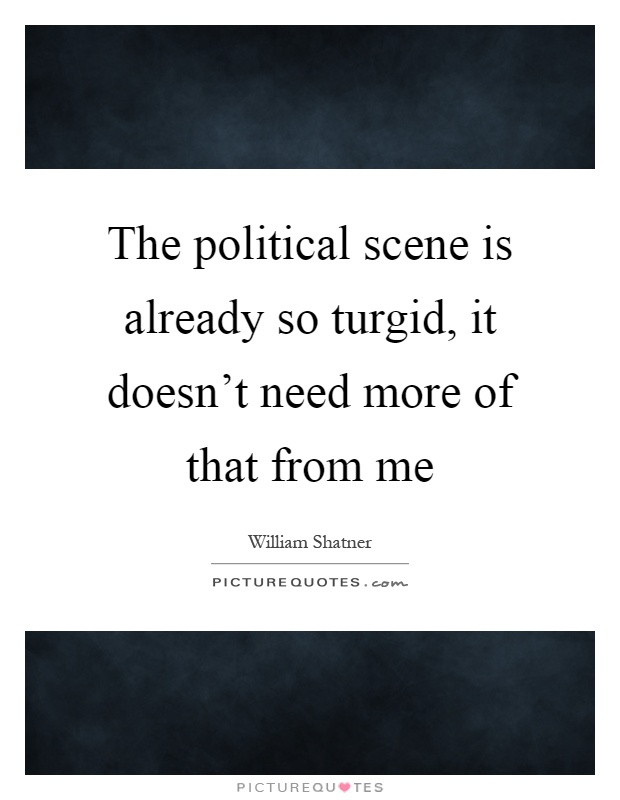 The political scene is already so turgid, it doesn't need more of that from me Picture Quote #1
