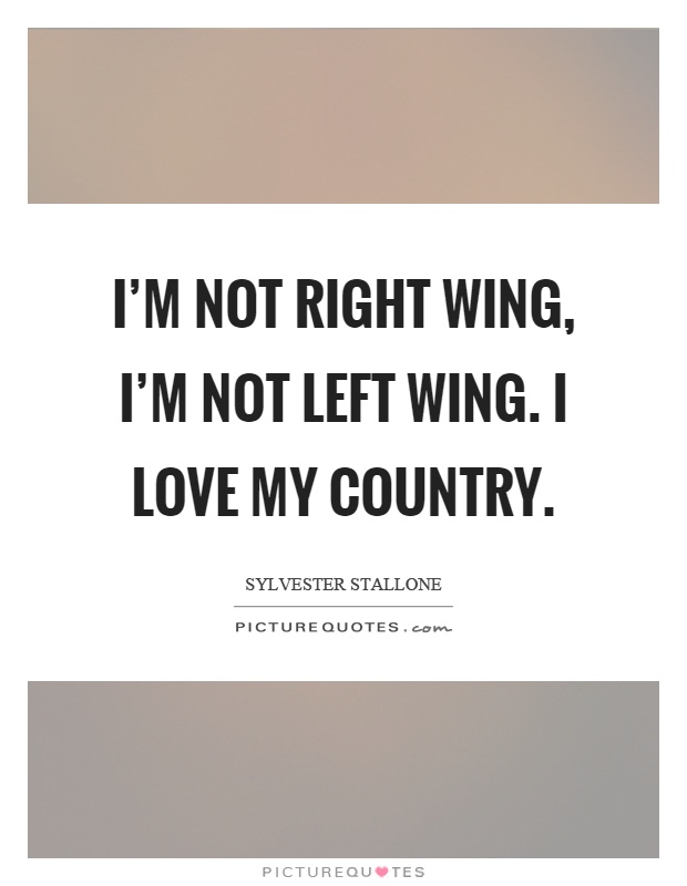 I'm not right wing, I'm not left wing. I love my country Picture Quote #1