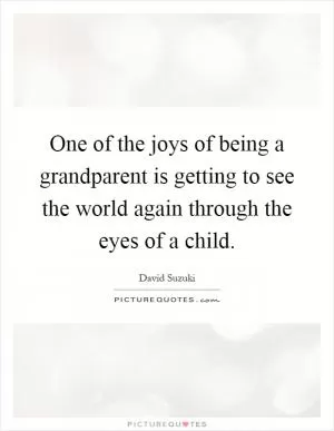 One of the joys of being a grandparent is getting to see the world again through the eyes of a child Picture Quote #1