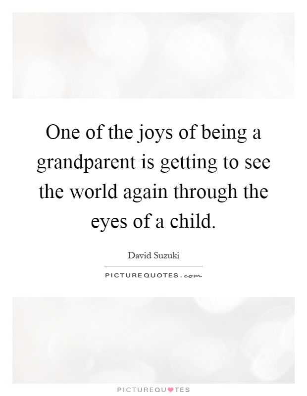One of the joys of being a grandparent is getting to see the world again through the eyes of a child Picture Quote #1