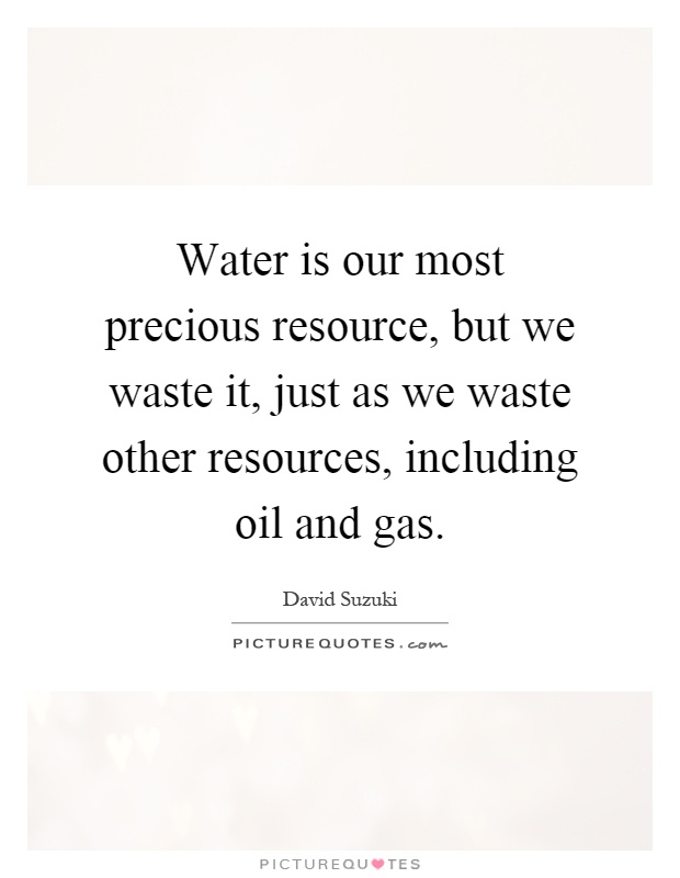 Water is our most precious resource, but we waste it, just as we waste other resources, including oil and gas Picture Quote #1