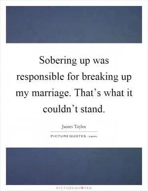 Sobering up was responsible for breaking up my marriage. That’s what it couldn’t stand Picture Quote #1