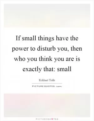 If small things have the power to disturb you, then who you think you are is exactly that: small Picture Quote #1