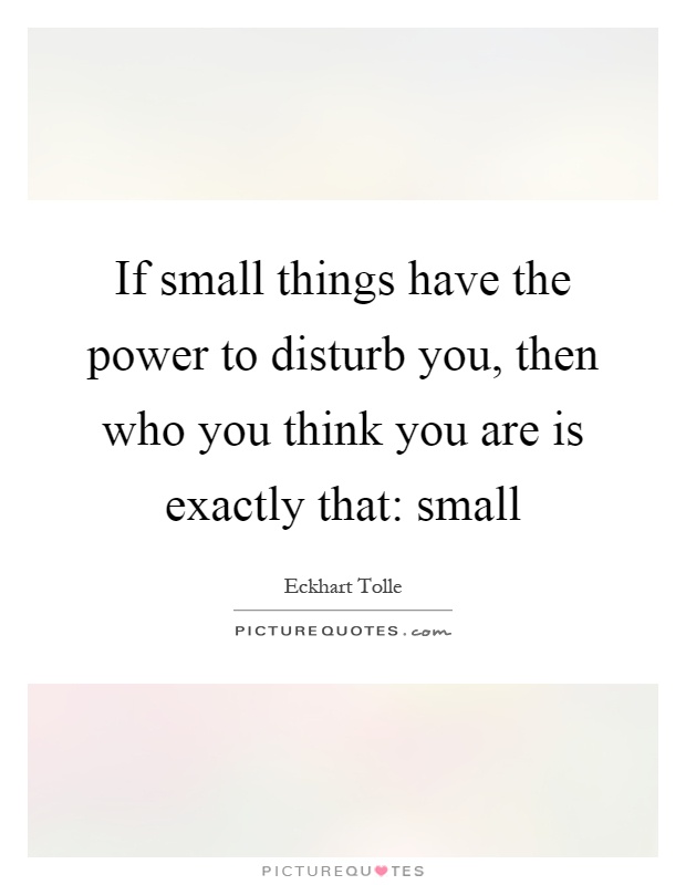 If small things have the power to disturb you, then who you think you are is exactly that: small Picture Quote #1