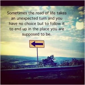 Sometimes the road of life takes an unexpected turn and you have no choice but to follow it to end up in the place you are supposed to be Picture Quote #1
