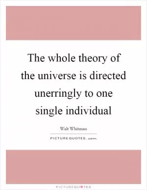 The whole theory of the universe is directed unerringly to one single individual Picture Quote #1