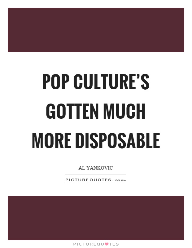 Pop culture's gotten much more disposable Picture Quote #1