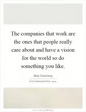 The companies that work are the ones that people really care about and have a vision for the world so do something you like Picture Quote #1