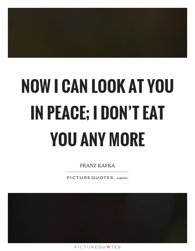 Now I can look at you in peace; I don't eat you any more Picture Quote #1